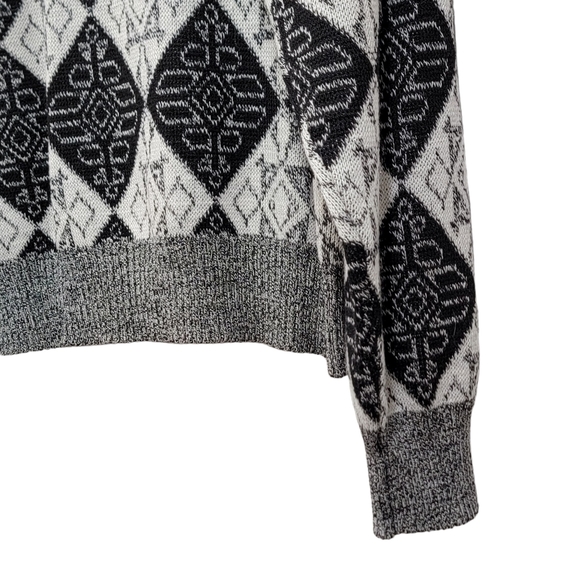 Vintage Argyle Patchwork Black White Long Sleeve Knit Pullover Men's Size Medium - Picture 8 of 8
